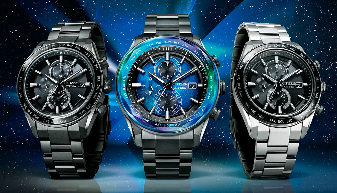 CITIZEN アテッサ30周年モデル　箱付き 稼働品】CITIZENアテッサ 30周年記念限定品BKチタン AT3055