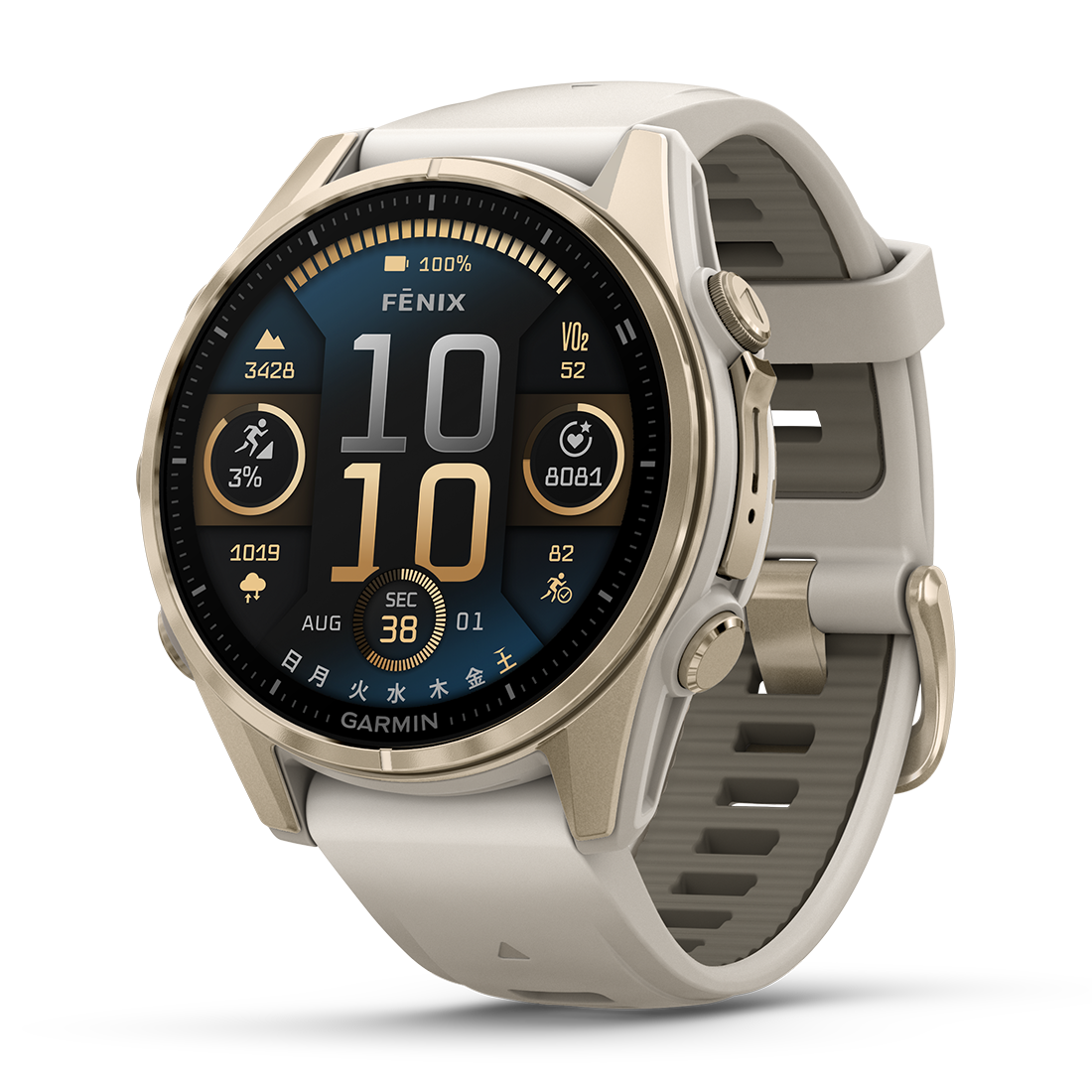 fenix 8 Sapphire AMOLED 43mm Soft Gold / Fog Gray 010-02903-16 fenix 8 Sapphire AMOLED 43mm Soft Gold / Fog Gray 010-02903-16