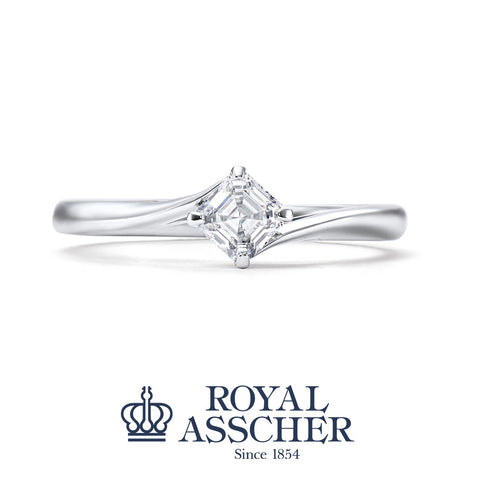 ロイヤル・アッシャー・カット プラチナ ダイヤモンドリング AC046