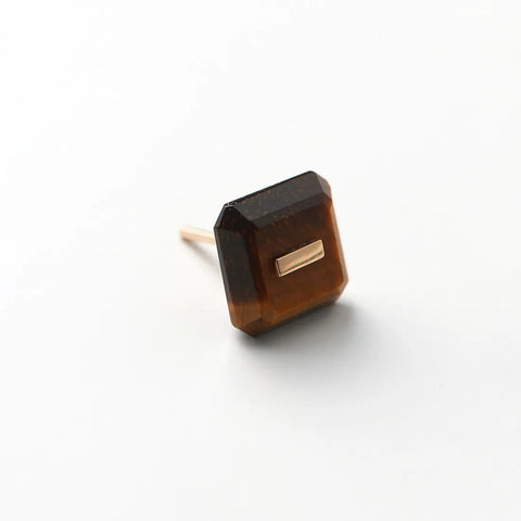 BIRD OF PARADISE ネイキッド スクエア ストーン スタッド ピアス / タイガーアイ