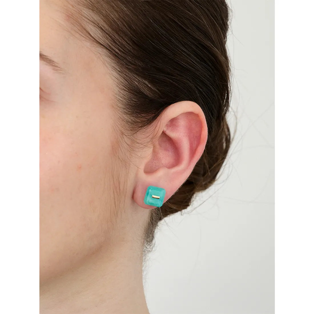 BIRD OF PARADISE ネイキッド スクエア ストーン スタッド ピアス / アマゾナイト