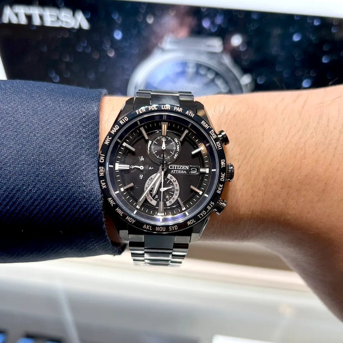 ACT Line エコ・ドライブ電波時計 ダイレクトフライト アテッサ35周年記念限定モデル第3弾 “Blue Universe Collection” ※ノベルティプレゼント