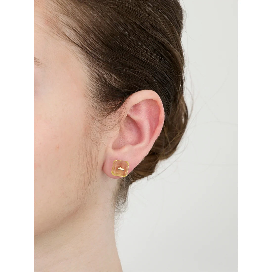 BIRD OF PARADISE ネイキッド スクエア ストーン スタッド ピアス / レモンクオーツ