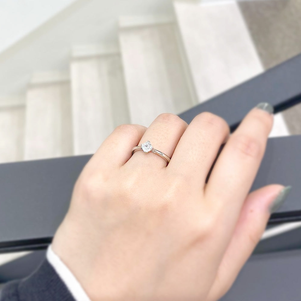 Royal Asscher Cut Platinum Diamond Ring