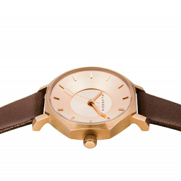 OKTO ROSE GOLD BROWN LEATHER IL BRACIALE SET 28mm