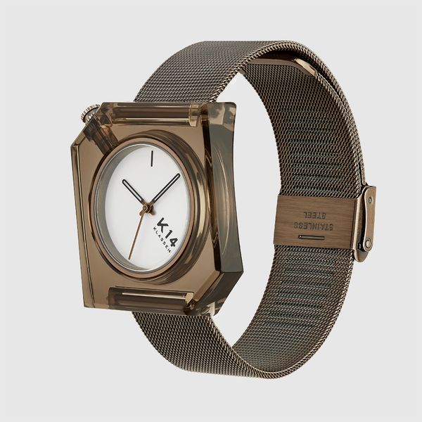 K14 IRREGULARLY SQUARE Vintage Gold with Mesh Strap 40mm