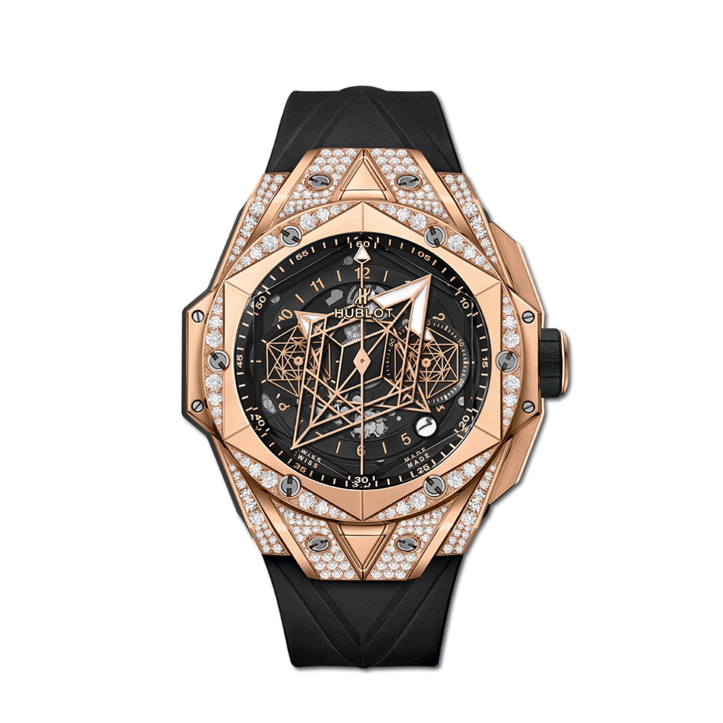 ビッグ・バン ウニコ サンブルーⅡ キングゴールド パヴェ 45mm