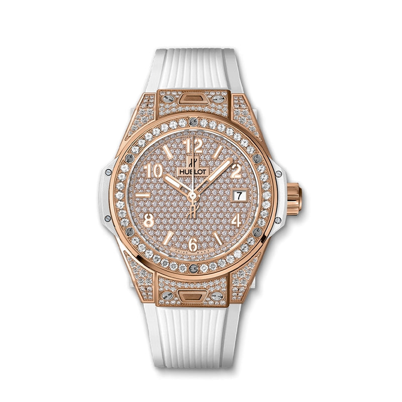 ビッグ・バン ワンクリック キングゴールド ホワイト フルパヴェ 39mm