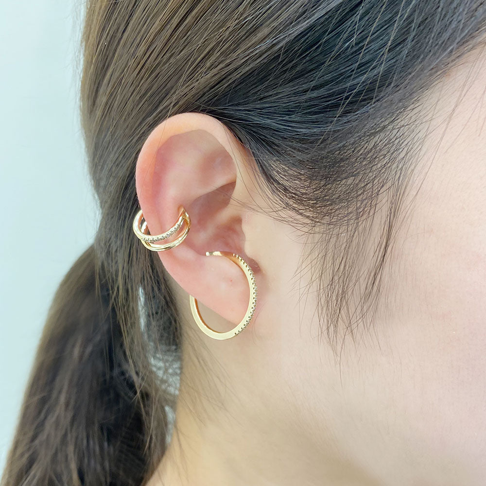 Gossamer ダブルライン ダイヤモンド イヤーカフ