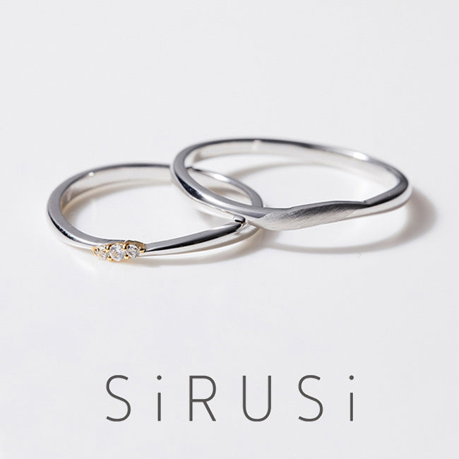 【結婚指輪】 S-3stone-Pt950K18YG-mirror&S-0stone-Pt950-mirror-hairline