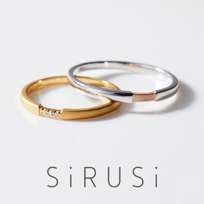 【結婚指輪】 STRAIGHT-3stone-K18YG-mat&STRAIGHT-0stone-Pt950K18PG-mirror-hairline