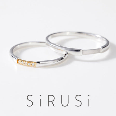 STRAIGHT 5stones Pt950 / K18YG mirror & STRAIGHT Pt950 mirror hairline