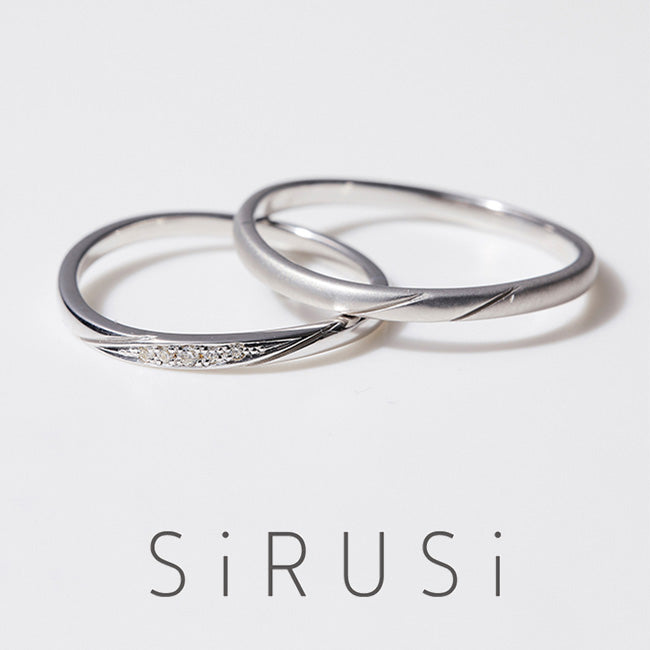 【結婚指輪】 wave-5stone-Pt950-mirror&wave-0stone-Pt950-mat