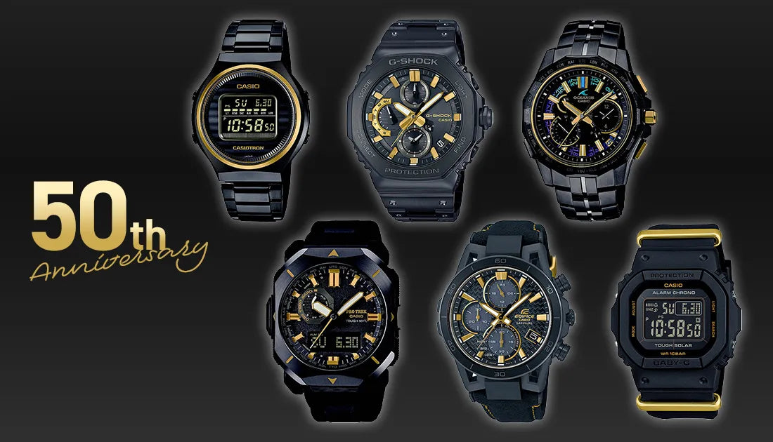 カシオ50周年 第二弾  - CASIO 50th Anniversary -  Black×Goldの新作が来る！ TRN-50ZE / GMC-B2100ZE / OCW-SG1000ZE