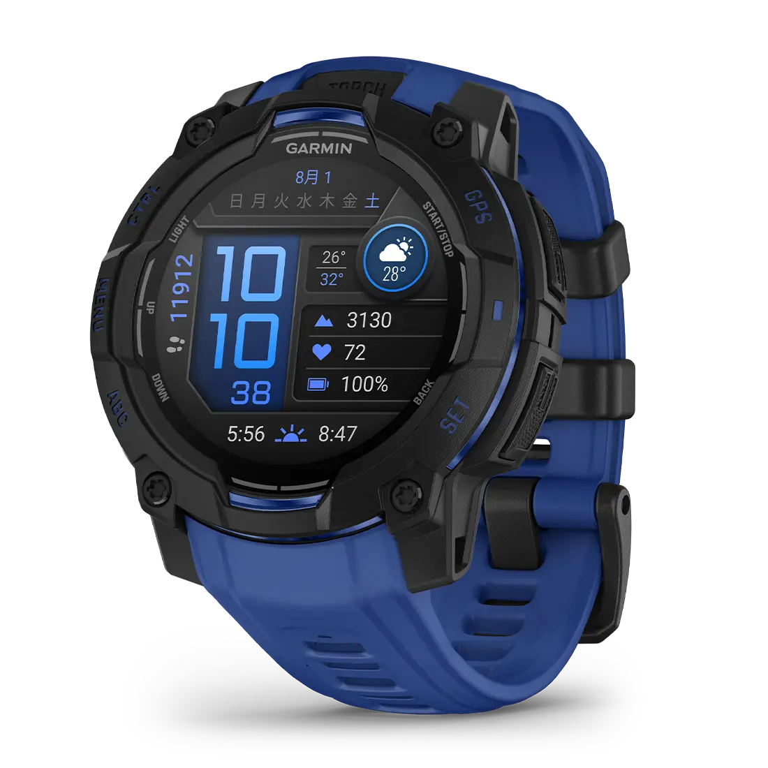 Instinct 3 AMOLED 45mm スーパーノヴァコレクション Black / Bolt Blue