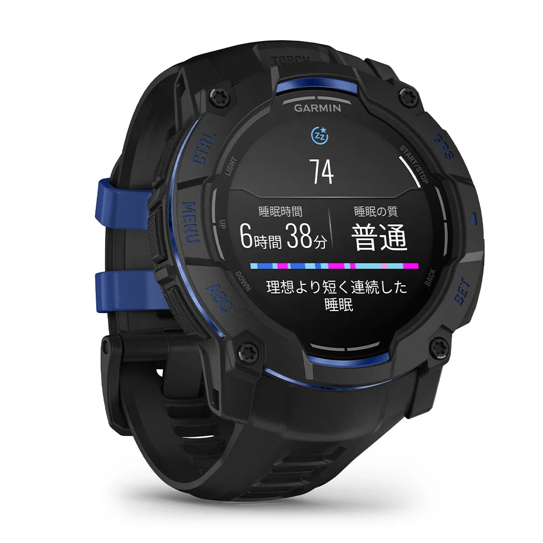 Instinct 3 AMOLED 50mm スーパーノヴァコレクション Black / Bolt Blue Accents