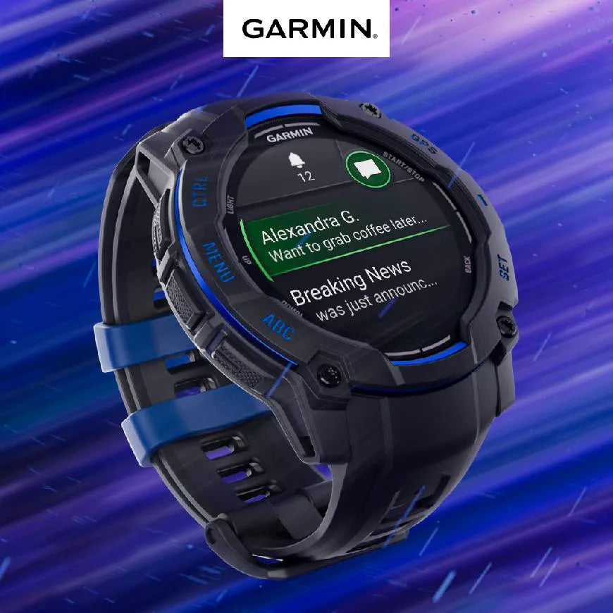 Instinct 3 AMOLED 50mm スーパーノヴァコレクション Black / Bolt Blue Accents