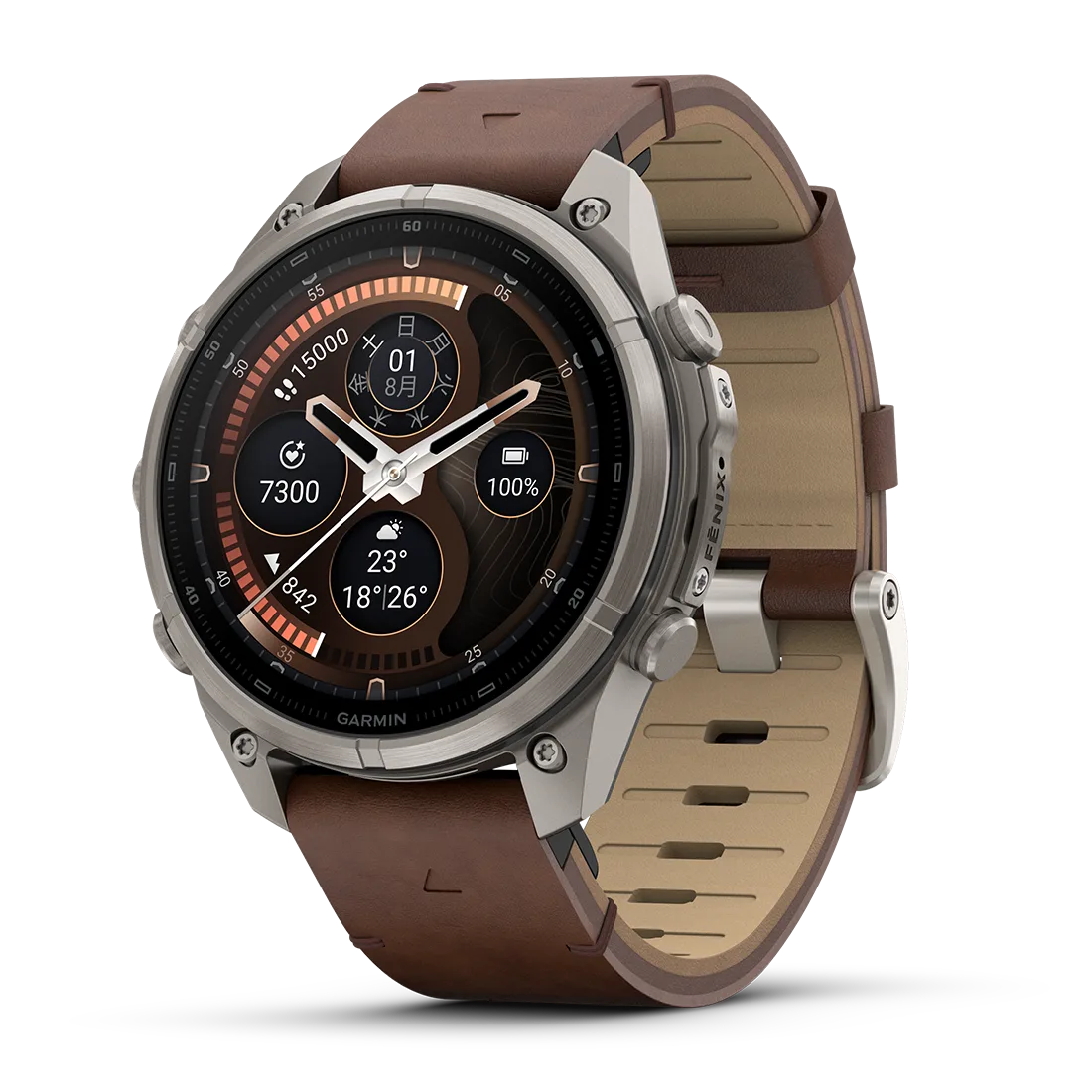【予約注文】fenix 9 Pro inReach Sapphire AMOLED 47mm Ti / Leather Band