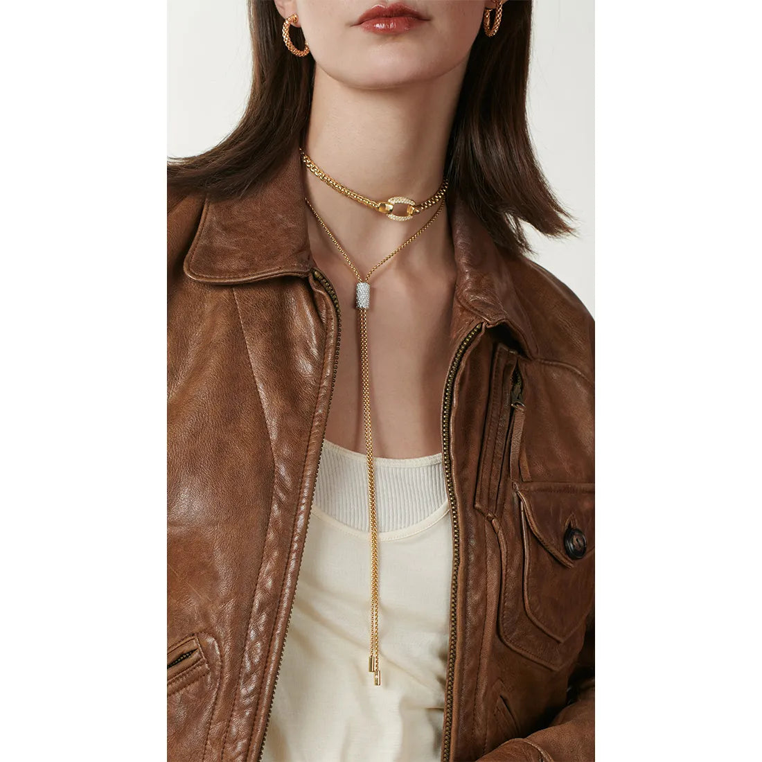 ARIA ダイヤモンドパヴェのスライドネックレス