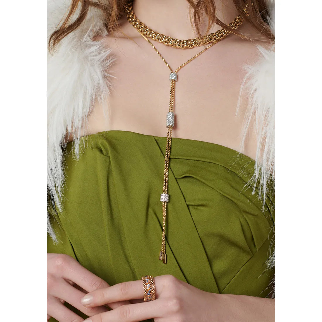 ARIA ダイヤモンドパヴェ スライドビーズ付きネックレス