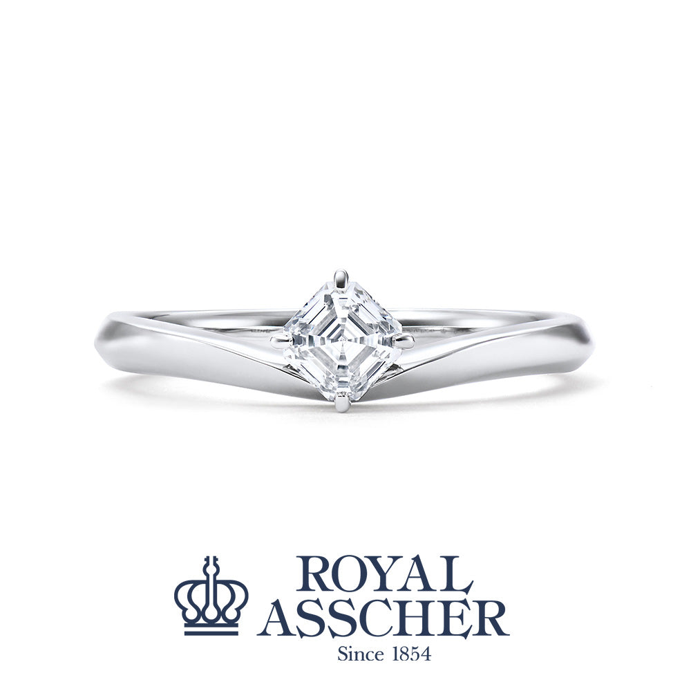 ロイヤル・アッシャー・カット プラチナ ダイヤモンドリング　AC047