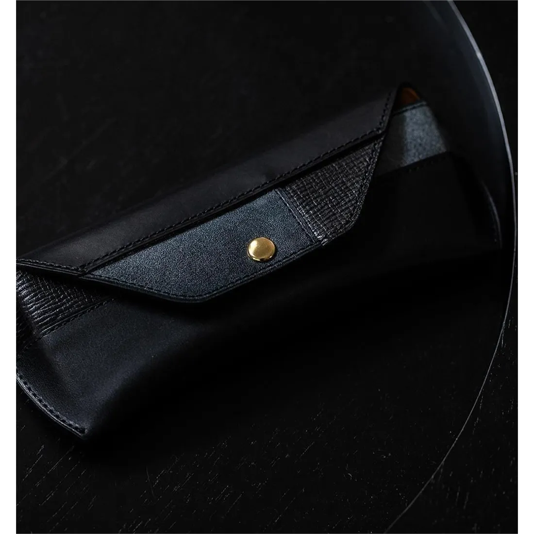 PATCHWORK LEATHER EYEWEAR CASE / SOMES SADDLE / Black - flap type