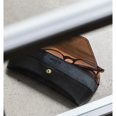 PATCHWORK LEATHER EYEWEAR CASE / SOMES SADDLE / Black - flap type