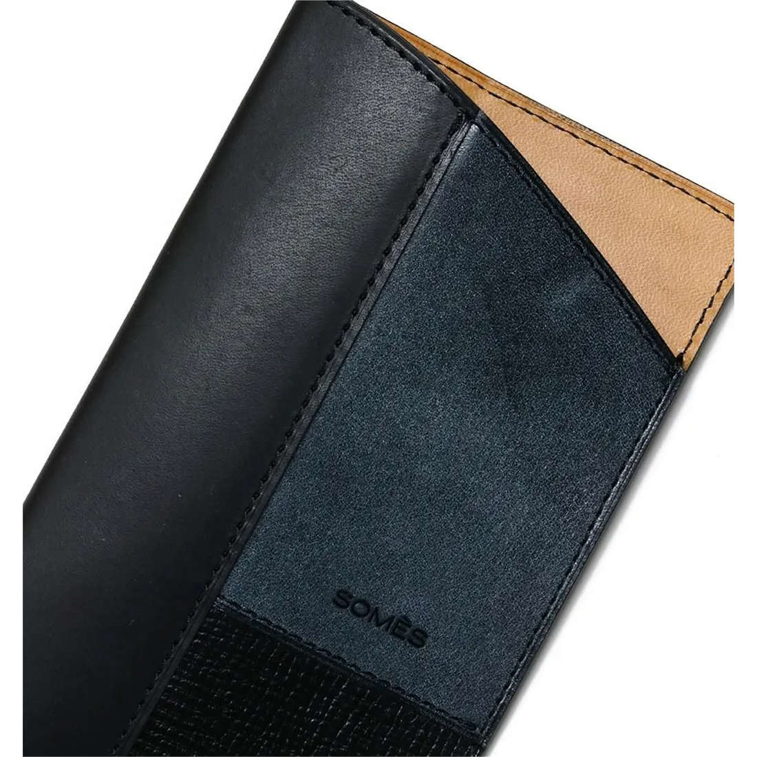 PATCHWORK LEATHER INNER POCKET EYEWEAR CASE / SOMES SADDLE / Black - flap type