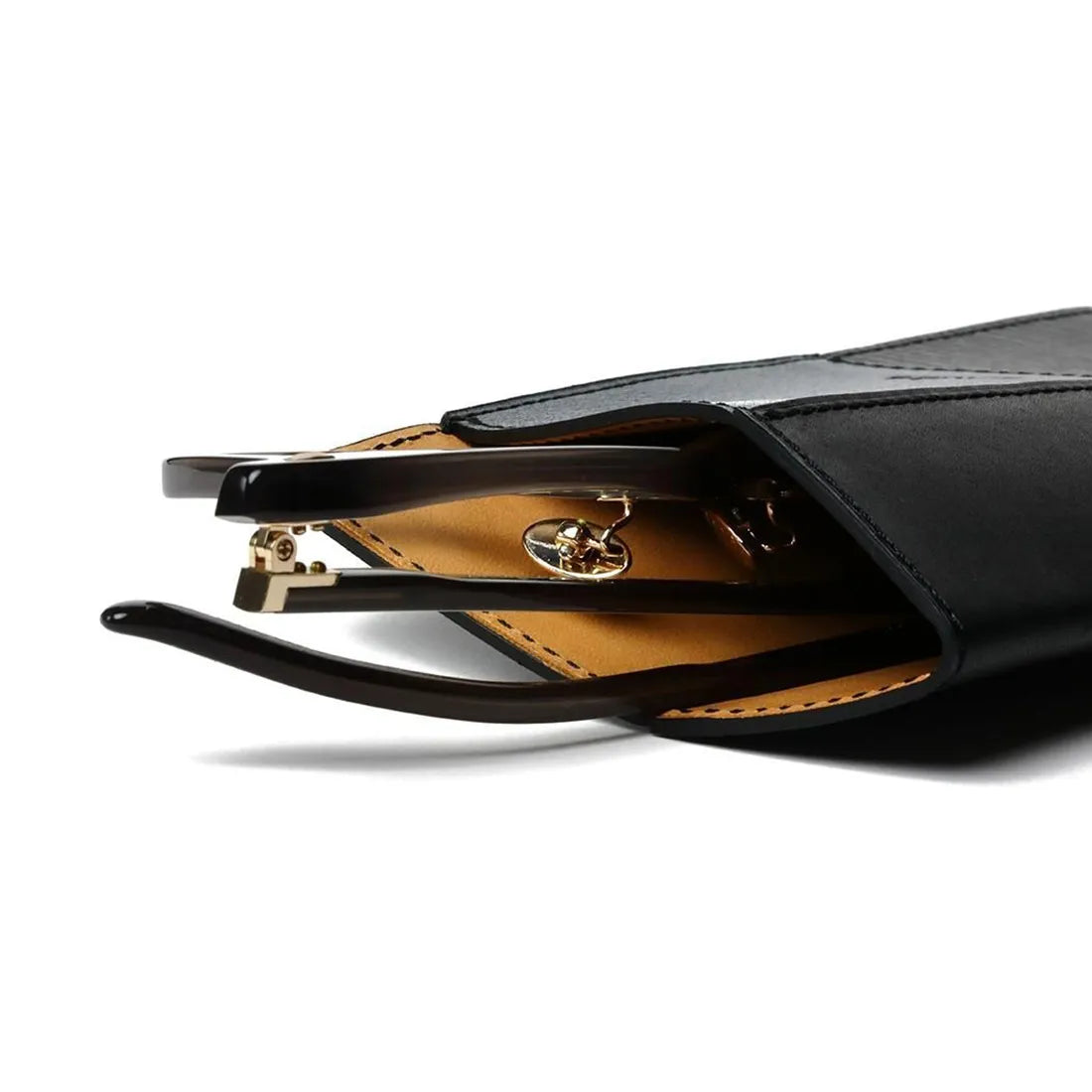 PATCHWORK LEATHER INNER POCKET EYEWEAR CASE / SOMES SADDLE / Black - flap type