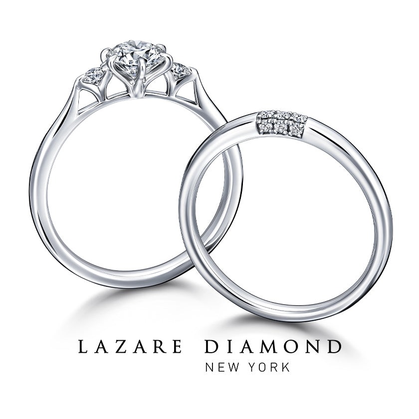 ラザールダイヤモンド 婚約指輪リリーズと結婚指輪スリーサイドリング
