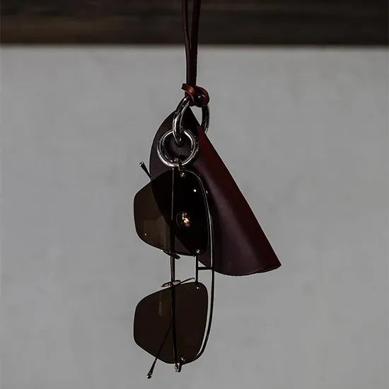 COW LEATHER KEY CASE & GLASS HOLDER / Black