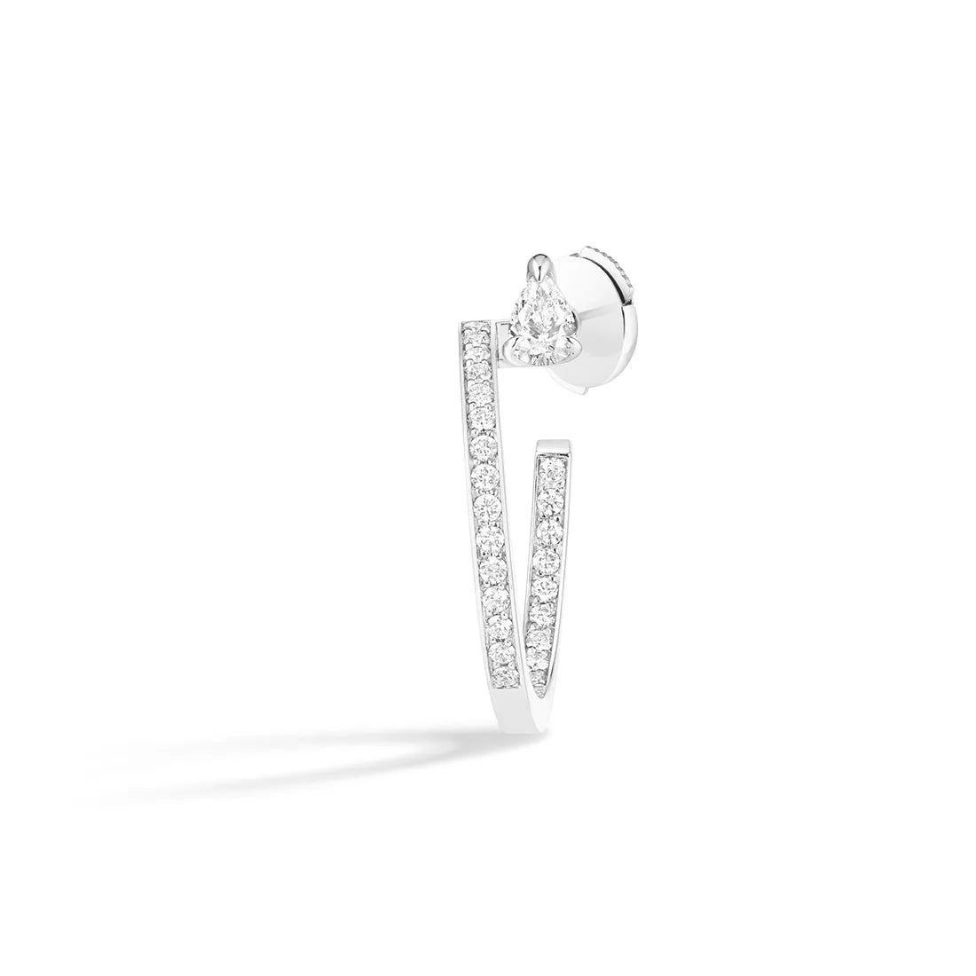 Serti sur Vide フープピアス　ホワイトゴールド　ペアシェイプダイヤモンド1石