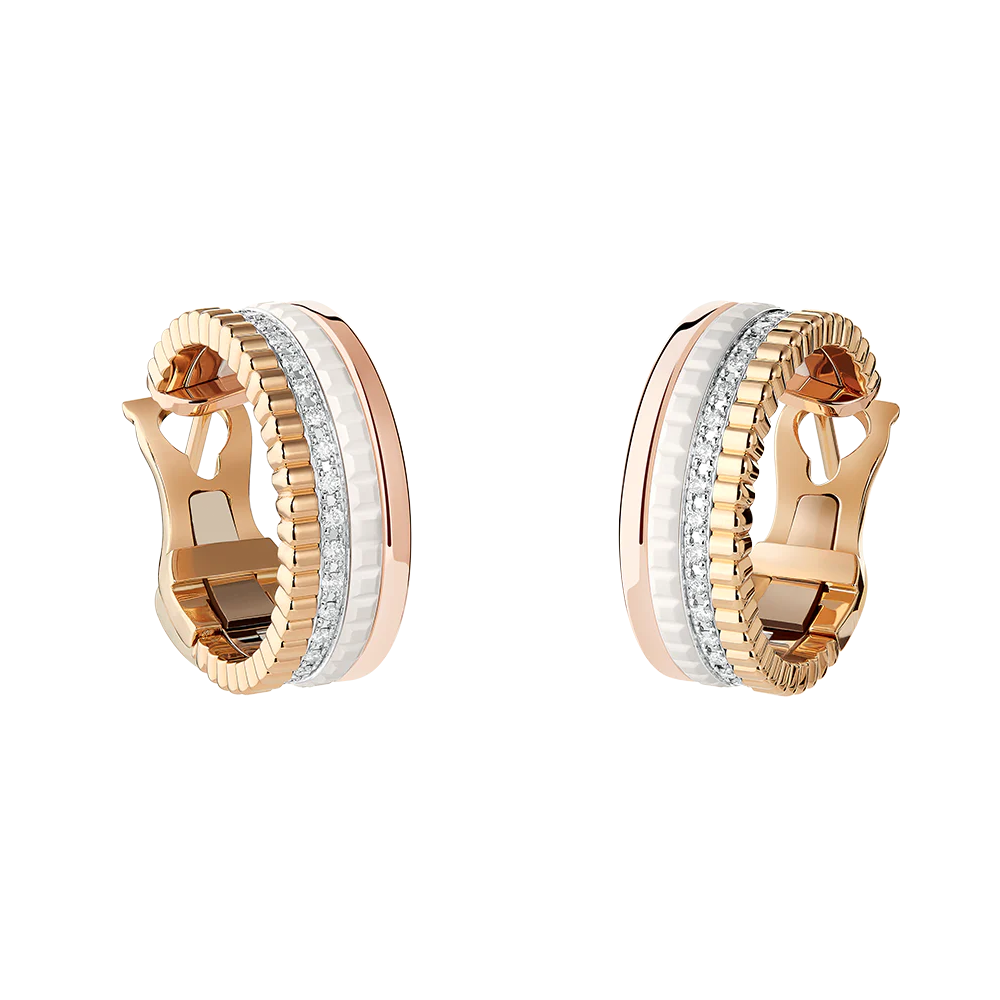 キャトル ホワイト フープ イヤリング