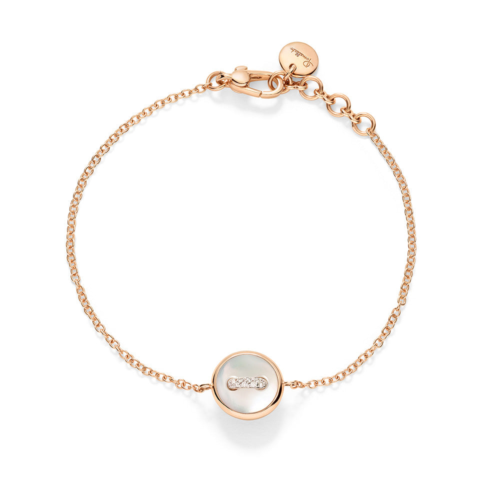 ポメラートのポムポムドット ブレスレットPBC4030O7WHRDB0MP 表面のホワイトマザーオブパール