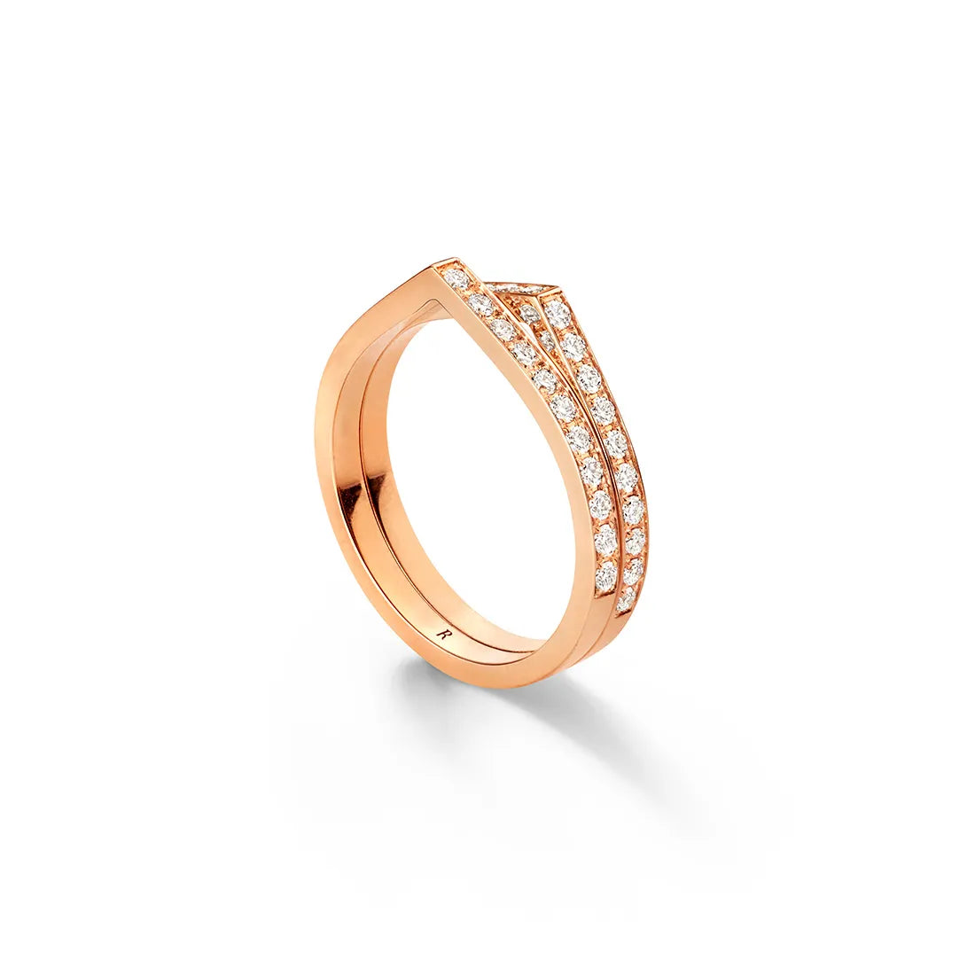 Antifer 2連リング ピンクゴールド パヴェダイヤモンド