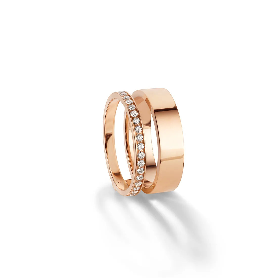 Berbere 2連リング ピンクゴールド パヴェダイヤモンド