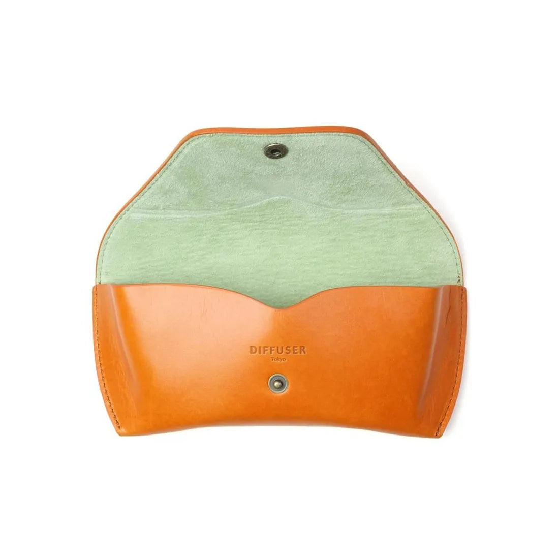 OIL LEATHER EYEWEAR CASE / Orange & Mint Green