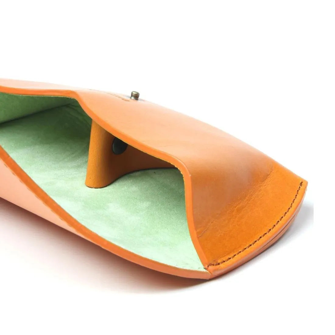 OIL LEATHER EYEWEAR CASE / Orange & Mint Green