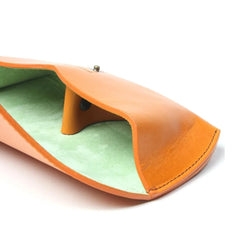 OIL LEATHER EYEWEAR CASE / Orange & Mint Green