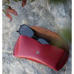 OIL LEATHER EYEWEAR CASE / Orange & Mint Green