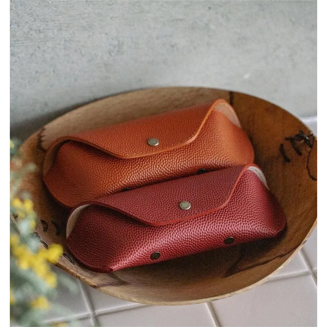 HORWEEN LEATHER EYEWEAR CASE 2 / Green & Black