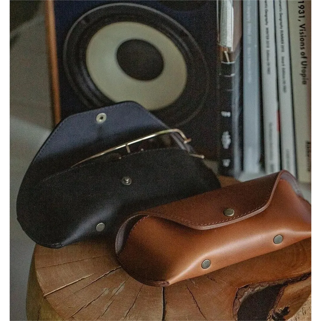 HORWEEN LEATHER EYEWEAR CASE 2 / Green & Black