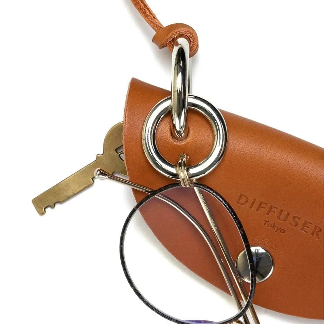 COW LEATHER KEY CASE & GLASS HOLDER / Orange