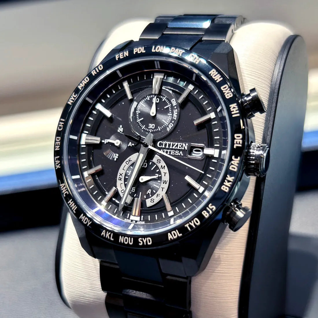 ACT Line エコ・ドライブ電波時計 ダイレクトフライト アテッサ35周年記念限定モデル第3弾 “Blue Universe Collection” ※ノベルティプレゼント