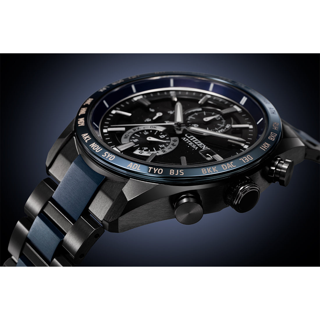 ACT Line エコ・ドライブ電波時計 ダイレクトフライト アテッサ35周年記念限定モデル第3弾 “Blue Universe Collection” ※ノベルティプレゼント