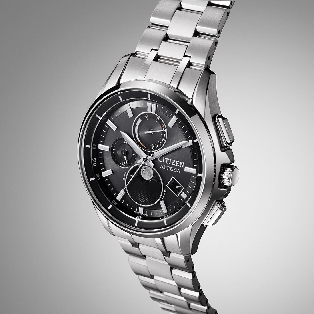 光発電エコ・ドライブ電波時計 ダイレクトフライト ムーンフェイズ ※ノベルティプレゼント