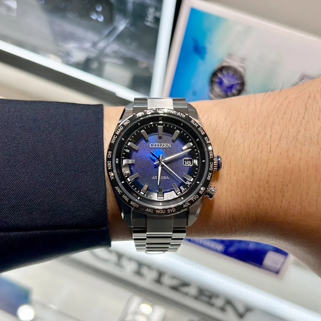 ACT Line エコ・ドライブ電波時計 ダイレクトフライト UNITE with BLUE