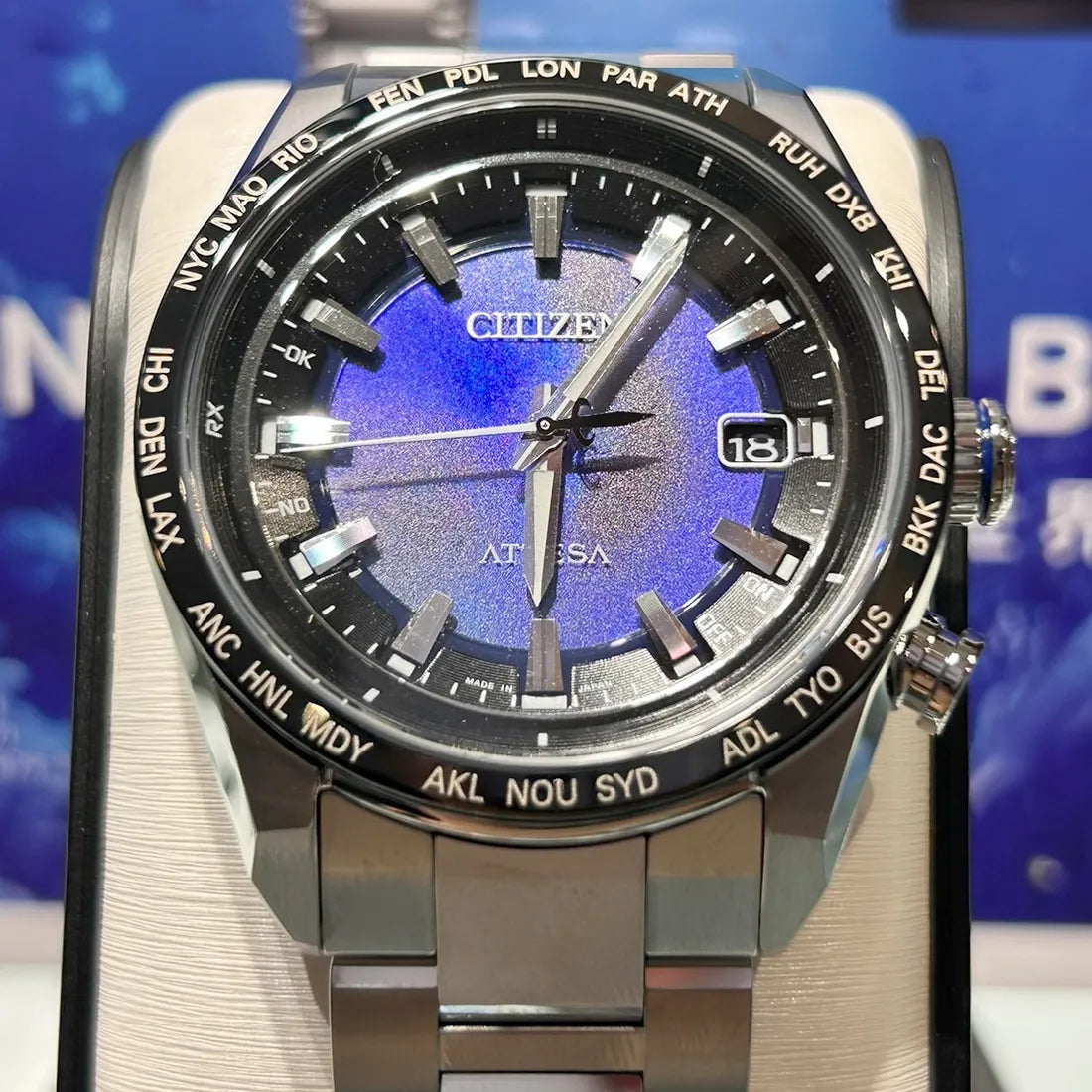 ACT Line エコ・ドライブ電波時計 ダイレクトフライト UNITE with BLUE