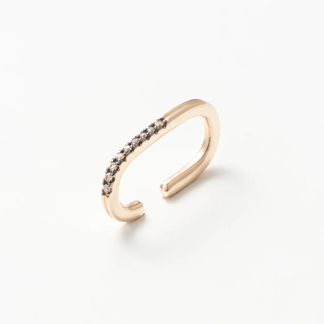 GOSSAMER オブロングダイヤモンド イヤーカフ ブラックルテニウム