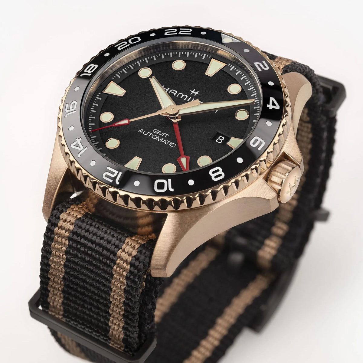 H82565930 カーキ ネイビー スキューバ オート GMT 43mm Bronze
